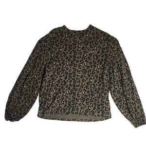 Vans Leopard Printed Boxy Mock Neck Long Sleeve T-Shirt Small